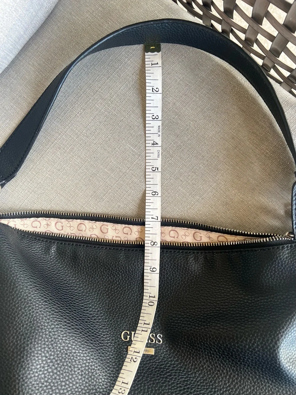 GUESS Black Pebbled Leather Hobo Shoulder Bag with Silver Hardware - Picture 12 of 17